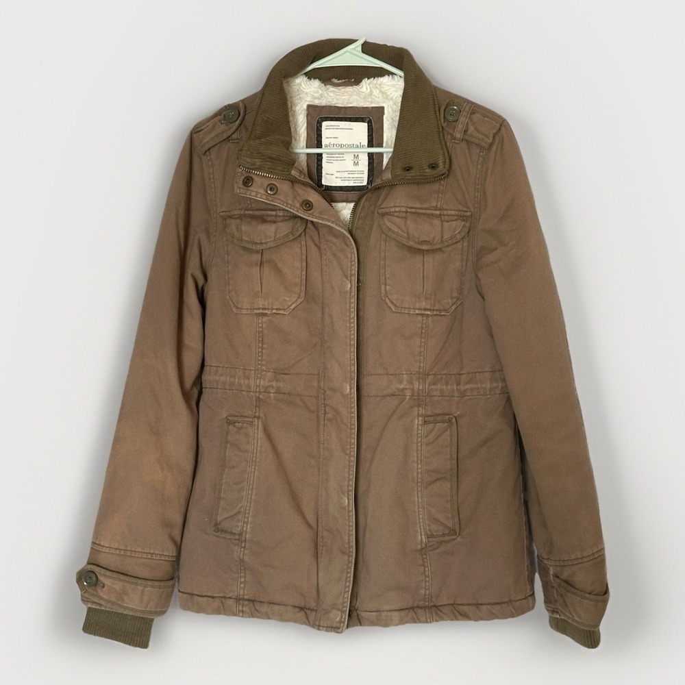 Abercrombie & Fitch New York Brown Military Jacket Women's M Y2K 90s‎ Utility